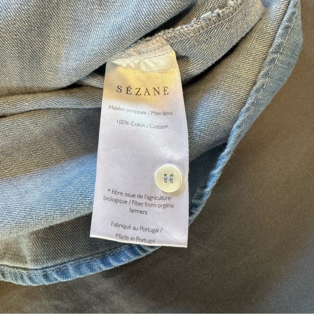 Sezane Max Light Blue Denim Button-Down Shirt US 4 EU 36 - Picture 2 of 6